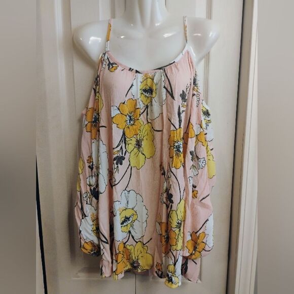 Whoa Wait Nwt Asymmetrical Pink and Yellow Camisole Top - Picture 1 of 14